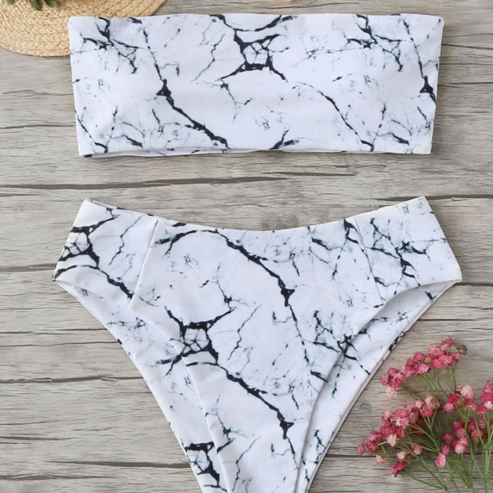Marble Mid-Waist Strapless Bathing Suit - Picture 4 of 4